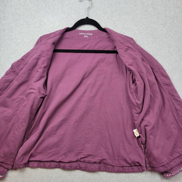Soft Surroundings Playa Embroidered Open Jacket Dark Berry Size Medium Cotton - Picture 11 of 16